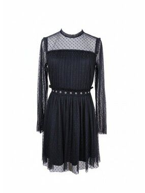 Forever 21 Black Sheer Polka Dot Long Sleeve Dress - Size M